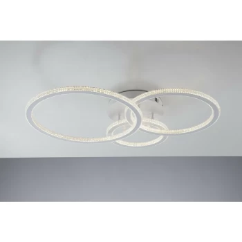 Image of Fan Europe Luce_Ambiente_Design - Integrated LED 3 Circular Crystal Semi Flush Ceiling Light, 4000K