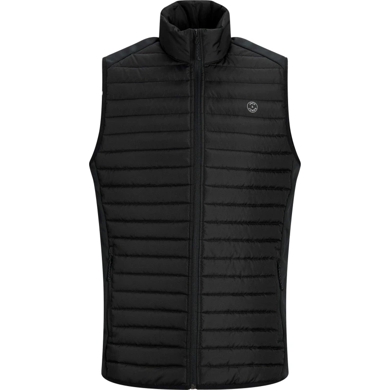 Image of Jack and Jones Mens Quilted Full Zip Sleeveless Plus Size Gilet Black male 2XL