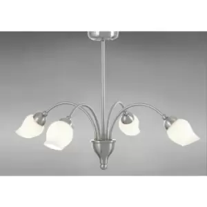 Image of Diyas - Suspension Rimini 4 bulbs satin chrome/opal glass