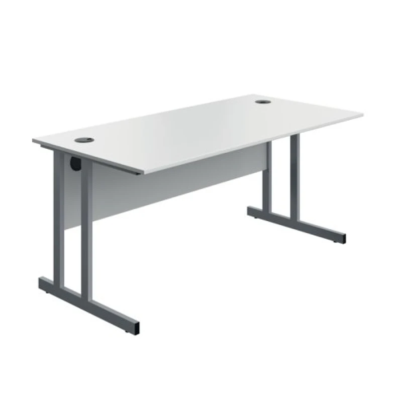Image of Serrion Twin Upright Desk 1600x800x730mm White/Silver KF800275