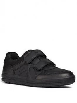 Image of Geox Arzach Leather Strap School Shoes - Black, Size 1 Older