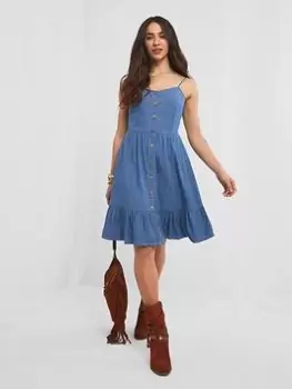 Image of Joe Browns Strappy Lightweight Denim Sundress - Blue, Multi, Size 8, Women