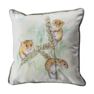 Image of Aquarelle Harvest Mice Cushion MultiColoured