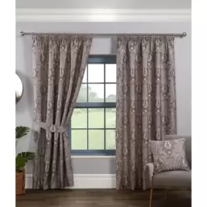 Image of Tegola Pencil Pleat Curtain Pair Taped Top Ready Made Curtains Charcoal 66x54 - Charcoal