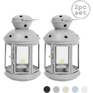 Image of Nicola Spring - Metal Hanging Tealight Lanterns - 20cm - Grey - Pack of 2