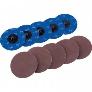 Image of Draper 50mm Diameter Aluminium Oxide Sanding Disc 75mm 180g Pack of 10