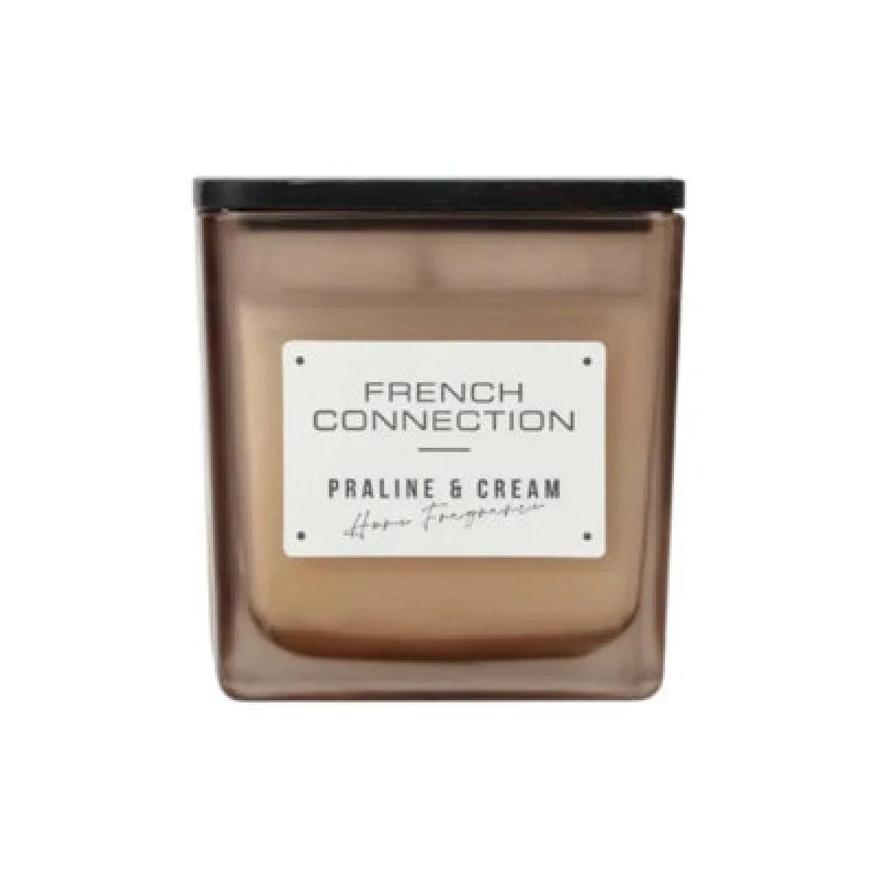 Image of French Connection French Connection Square Praline & Cream Candle Long-Lasting Luxury Gift in Brown Size: Medium Brown Medium Unisex 5056791600276