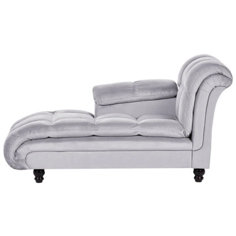 Image of Beliani Right-Hand Chaise Lounge Lormont Velvet Light Grey