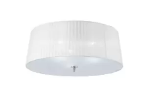 Image of Loewe Flush Ceiling 3 Light E27, Polished Chrome with White Shade