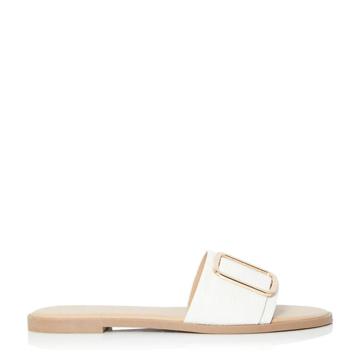 Image of Head Over Heels by Dune White 'Lovie' Ankle Strap Sandals - 3