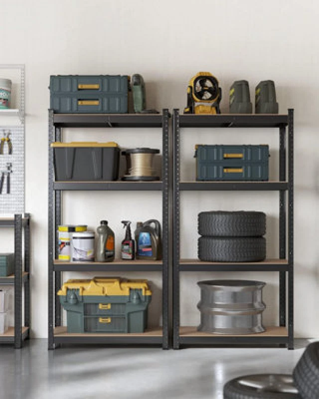 Image of Songmics Boltless Steel Shelving Unit, Set Of 2, 4-Tier Storage Rack For Garage And Shed, Black