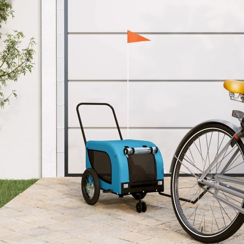 Image of VIDAXL Vidaxl - Pet Bike Trailer Blue and Black Oxford Fabric and Iron 8720845771010