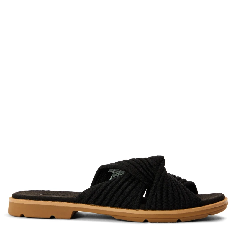 Image of Timberland Womens Slide Flat Sandals Black Knit female 4 (37)