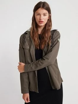 Image of Superdry Raven Military Shirt Jacket - Dark Khaki, Size 6, Women