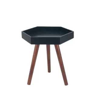 Image of Black MDF & Brown Pine Wood Hexagon Table K/D