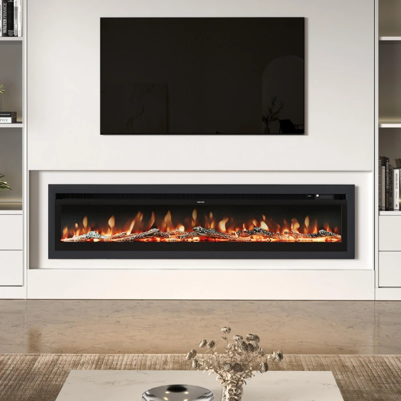 Image of Kabinet UK 70/80/100" Recessed Electric Fireplace 1800W Black unisex 70 Inch
