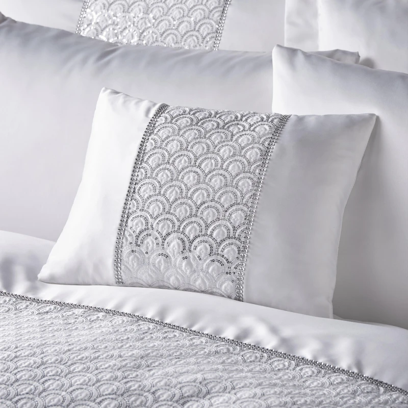 Image of Catherine Lansfield Deco Sequin Cushion Cushions 30x40cm White 42478801030
