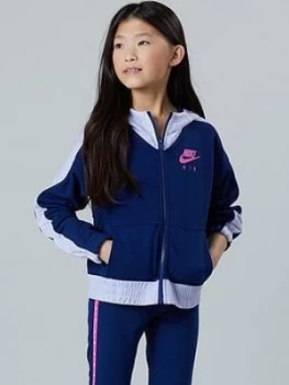 Image of Nike Sportswear Air Older Girls Full Zip Hoodie - Blue/White