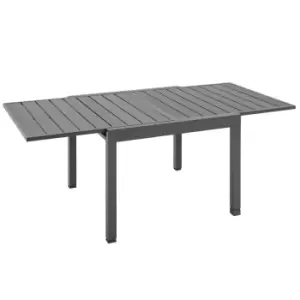 Image of Outsunny Extendable Dining Table Outdoor Slat Table for 4-6 Person Rectangular Lawn Garden Bistro Patio Table with Aluminium Frame, Grey