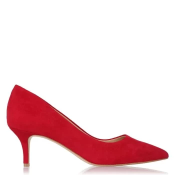 Image of Linea Kitten Heel Shoes - Red Suede