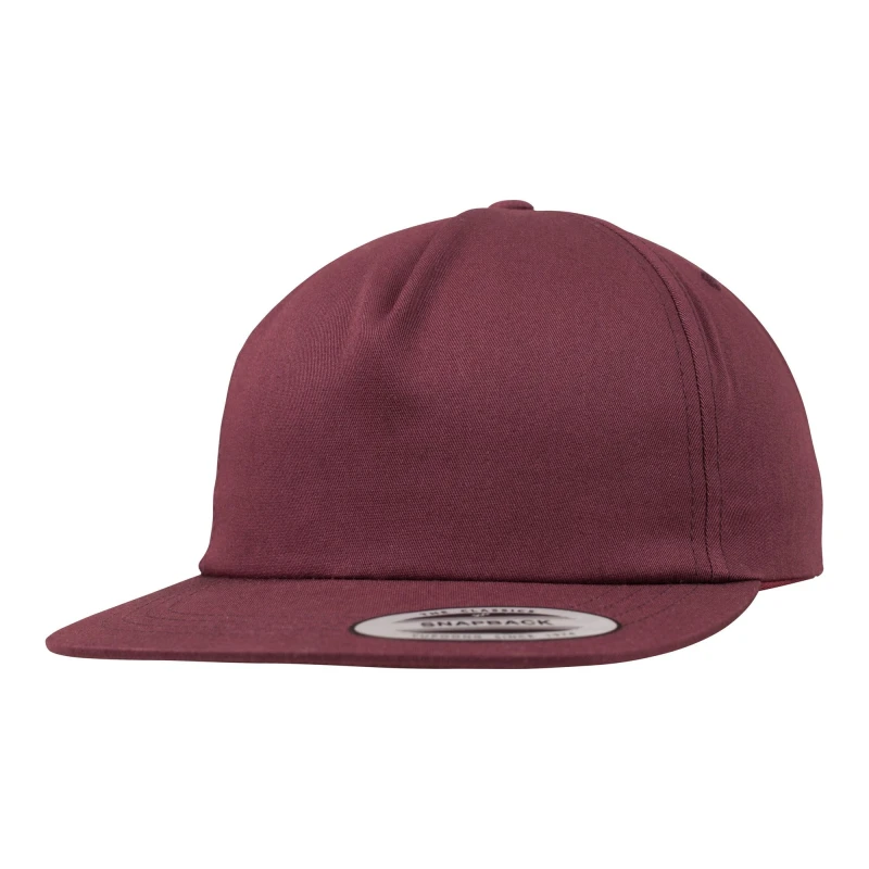 Image of Yupoong Mens Flexfit Unstructured 5 Panel Snapback Cap in Maroon Maroon Male One Size