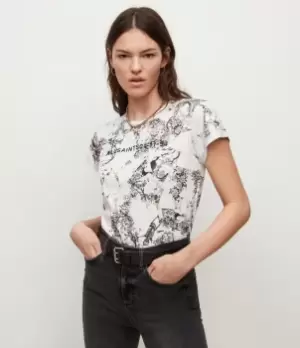 Image of AllSaints Womens Buruberu Anna T-Shirt, White/Black, Size: 4