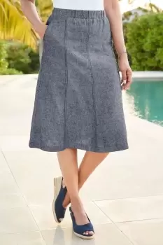 Image of Linen-Blend Pull-On Midi Skirt