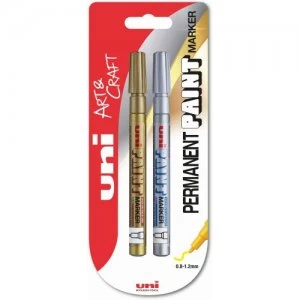 Image of Uni Paint PX-21 Fine Bullet Tip Marker Gold/Silver PK2