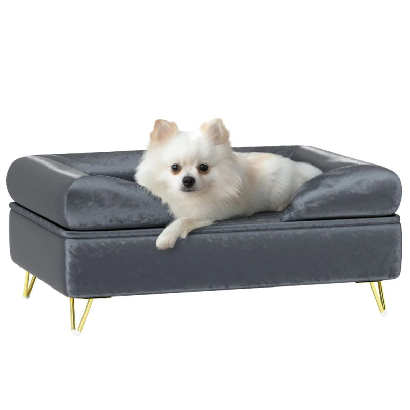 Image of PawHut Pawhut - Dog Sofa Pet Couch w/ Removable Backrest Cushion Washable Cover Grey 5056725550424