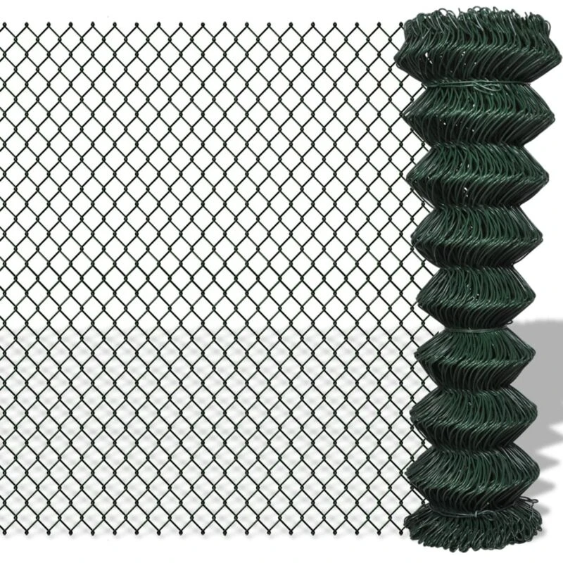 Image of vidaXL Chain Fence 1.5x15m Green Garden Patio Wire Mesh Panel Fencing Barrier