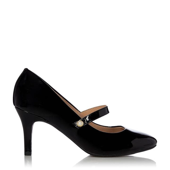 Image of Roberto Vianni Black 'Arene' Mid Stiletto Heel Mary Janes - 6