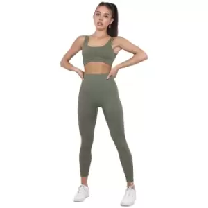 Image of Hoxton Haus Womens/Ladies Ribbed High Waisted Leggings (M-L) (Khaki)