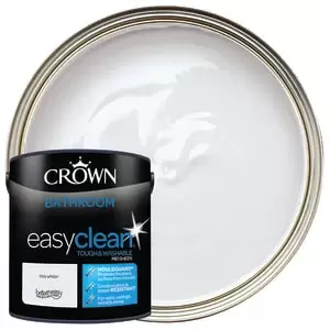 Image of Crown Easyclean Mid Sheen Emulsion Bathroom Paint - Clay White - 2.5L