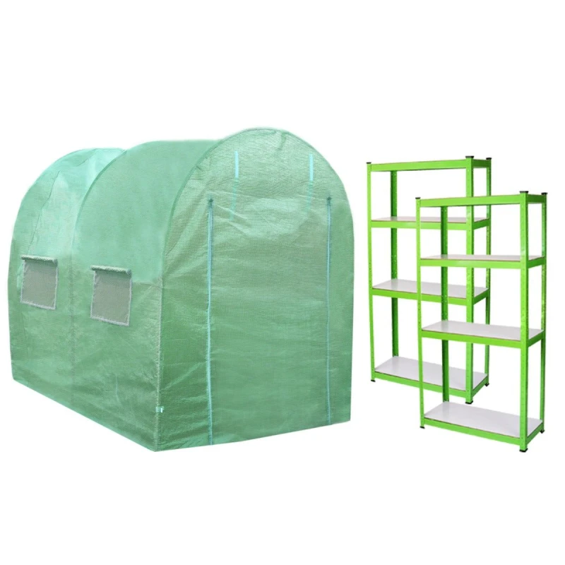 Image of Monster Shop Polytunnel 25Mm 4M X 2M With Racking, Green 27953