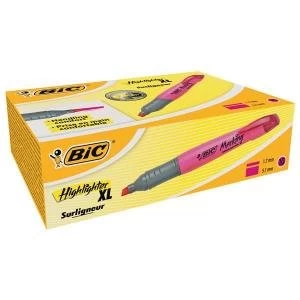 Image of Bic Marking Highlighter XL Pen shaped Highlighter Pen Pink Pack of 10