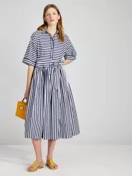 Image of Julia Stripe Bungalow Midi Dress - Blue - S (Uk 8-10)