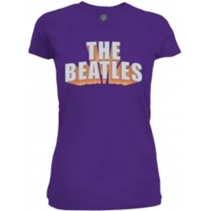 Image of The Beatles 3D Logo Rhinestones Purple Ladies TS: Large