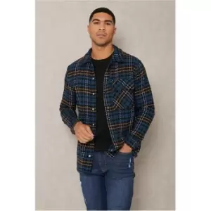Image of I Saw It First Navy Mens Check Shacket - Blue