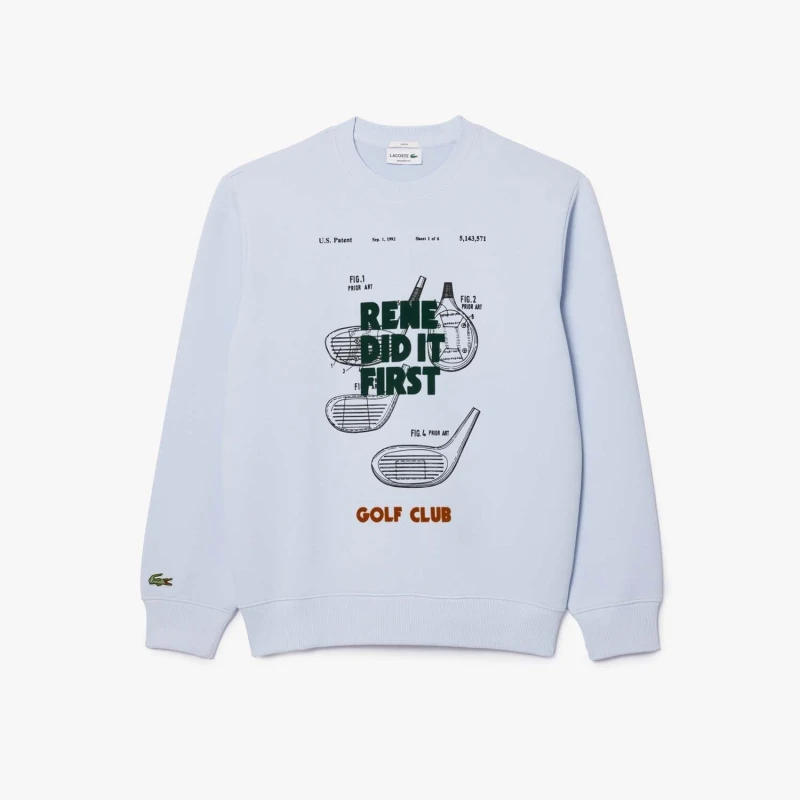 Image of Lacoste Relaxed Fit Piqu Motif Sweatshirt Blue male 2XS