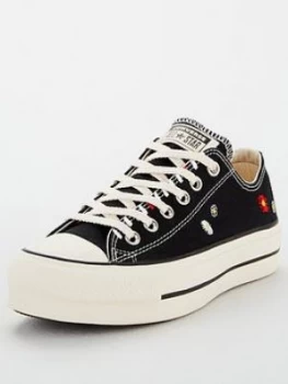 Image of Converse Chuck Taylor All Star Embroidered Ox Lift - Black, Size 4, Women
