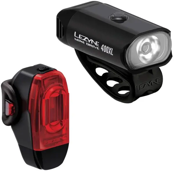 Image of Lezyne Mini Drive 400XL and KTV Drive+ Front and Rear Light Set PAIR Black