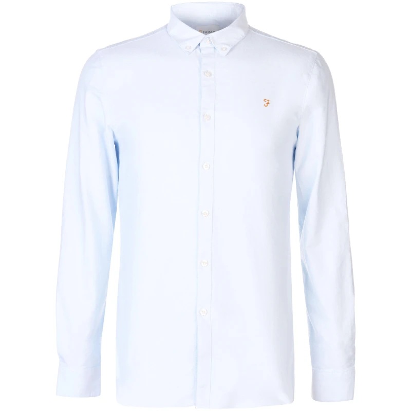 Image of Farah Oxford Long Sleeve Shirt Sky Blue 468 male 2X Small