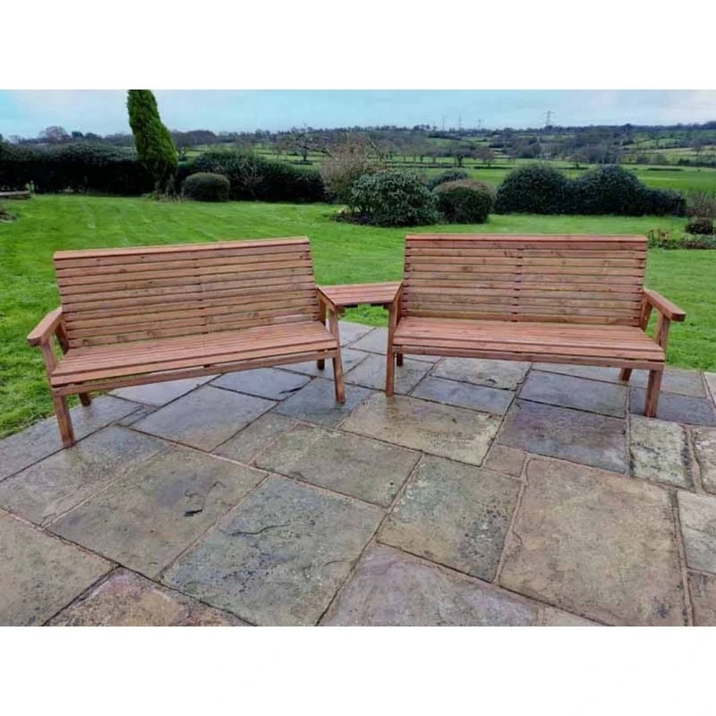 Image of Churnet Valley Garden Furniture Ltd Valley 6 Seat Set 2X3B Angled Tray - Timber - Fully Assembled in Brown Brown Unisex