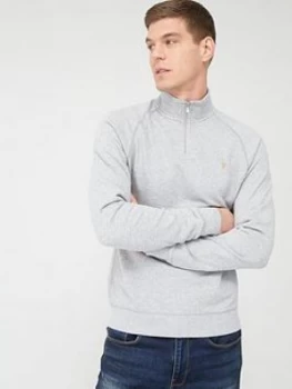 Image of Farah Jim Quarter Zip Sweatshirt - Light Grey Marl