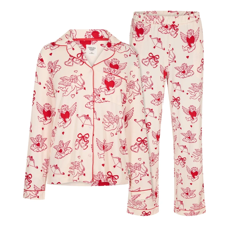 Image of Chelsea Peers Button Up Pyjama Set Cupid Love female 10 (S)