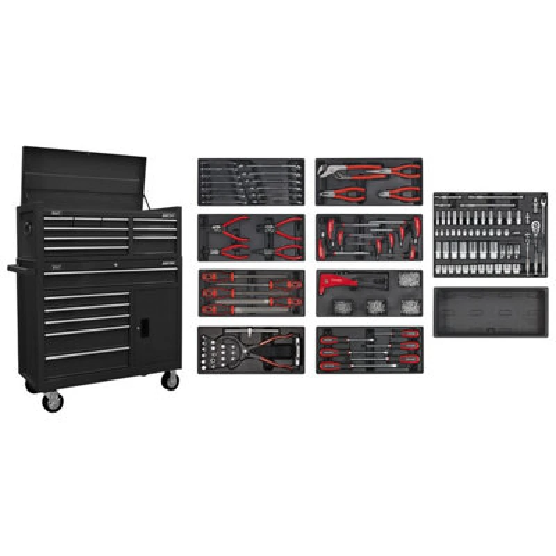 Image of Sealey American Pro 15 Drawer Roller Cabinet + 117 Piece Hand Tool Kit AP41STACKBCOMBO Colour: Black