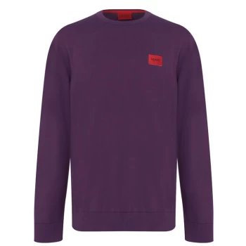 Image of Hugo Boss San Cassius Red Patch Logo Knitted Jumper Purple Size L Men