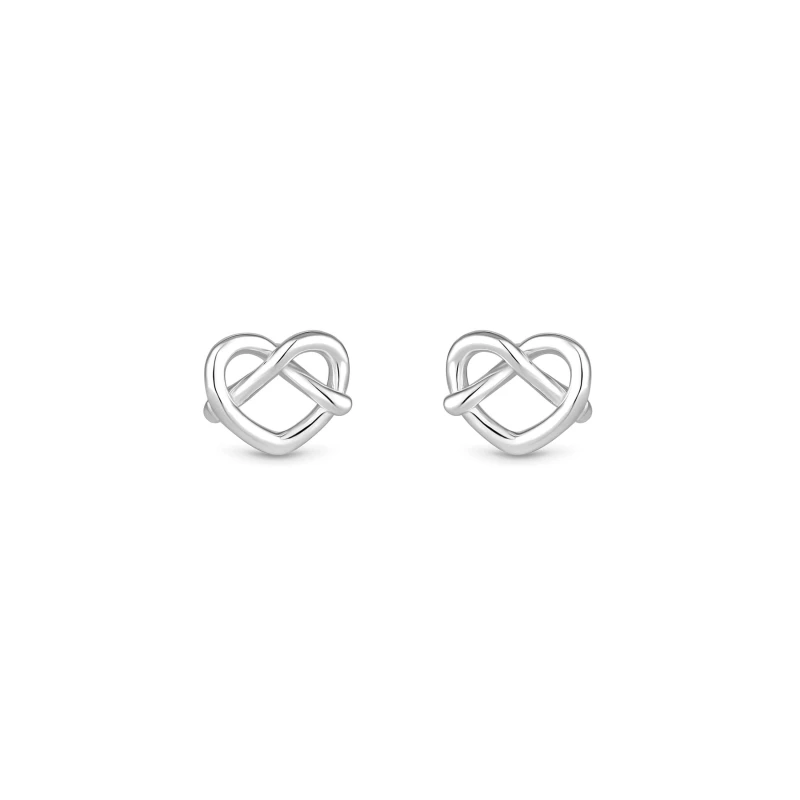 Image of Simply Silver Sterling Silver 925 Open Crossover Heart Stud Earrings Silver female