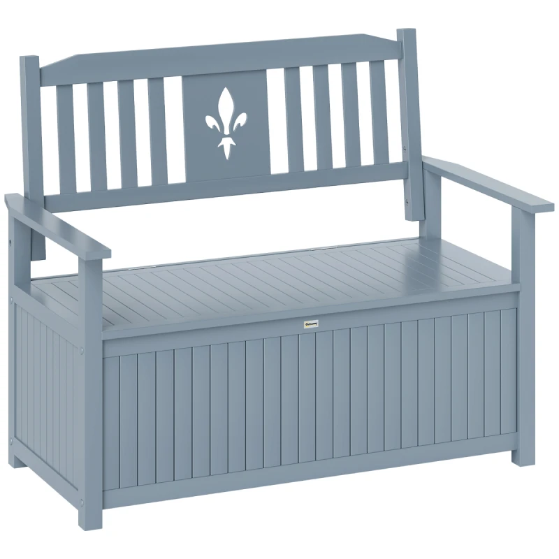 Image of Outsunny 2 Seater Wood Garden Storage Bench Outdoor Storage Box Grey TJ Hughes 5063603014312
