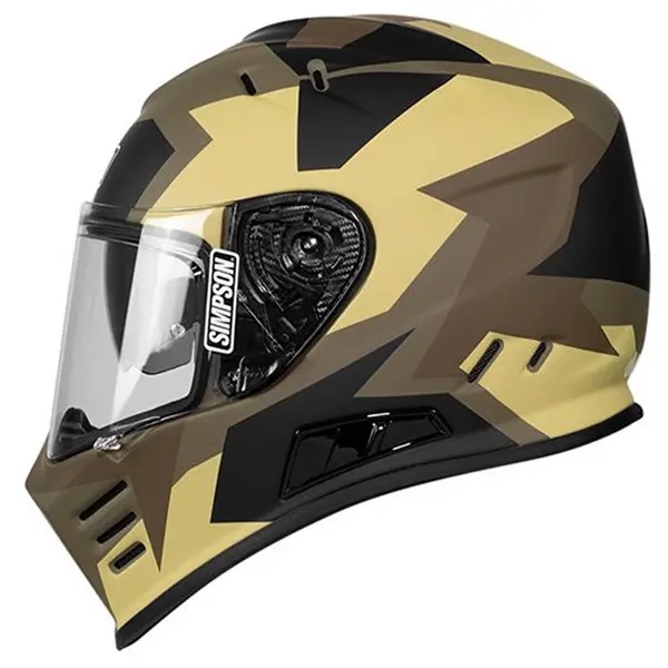Image of Simpson Helmet Venom Comanche Green Brown Full Face Helmet Size L